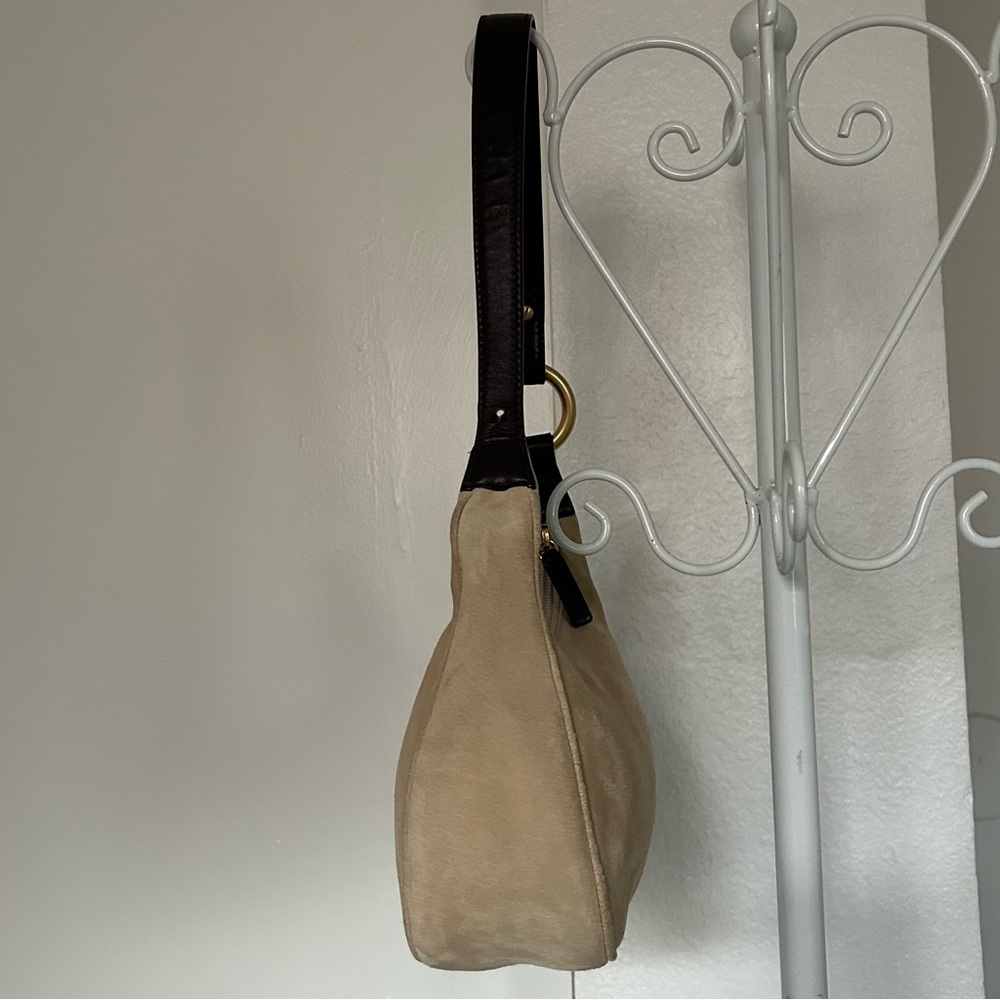 Escada Leather Trim Suede Shoulder Bag - Picture 5 of 15